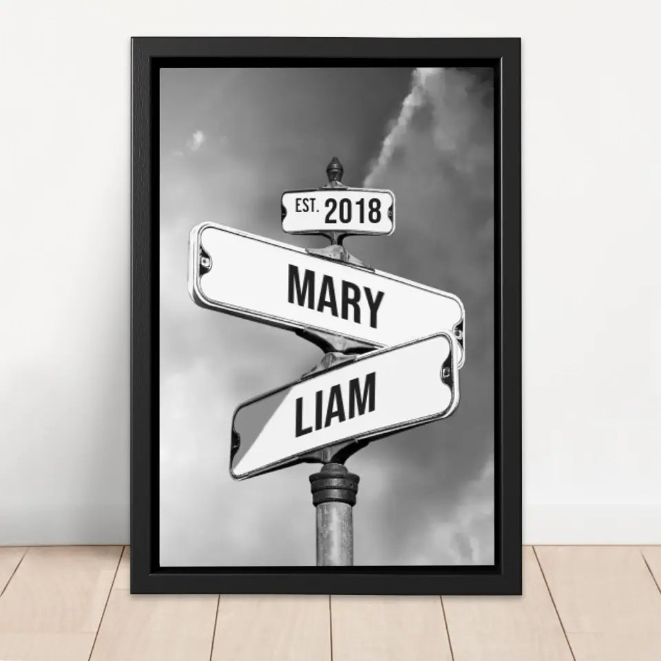 Personalized Canvas "Vintage Street Sign for couples"