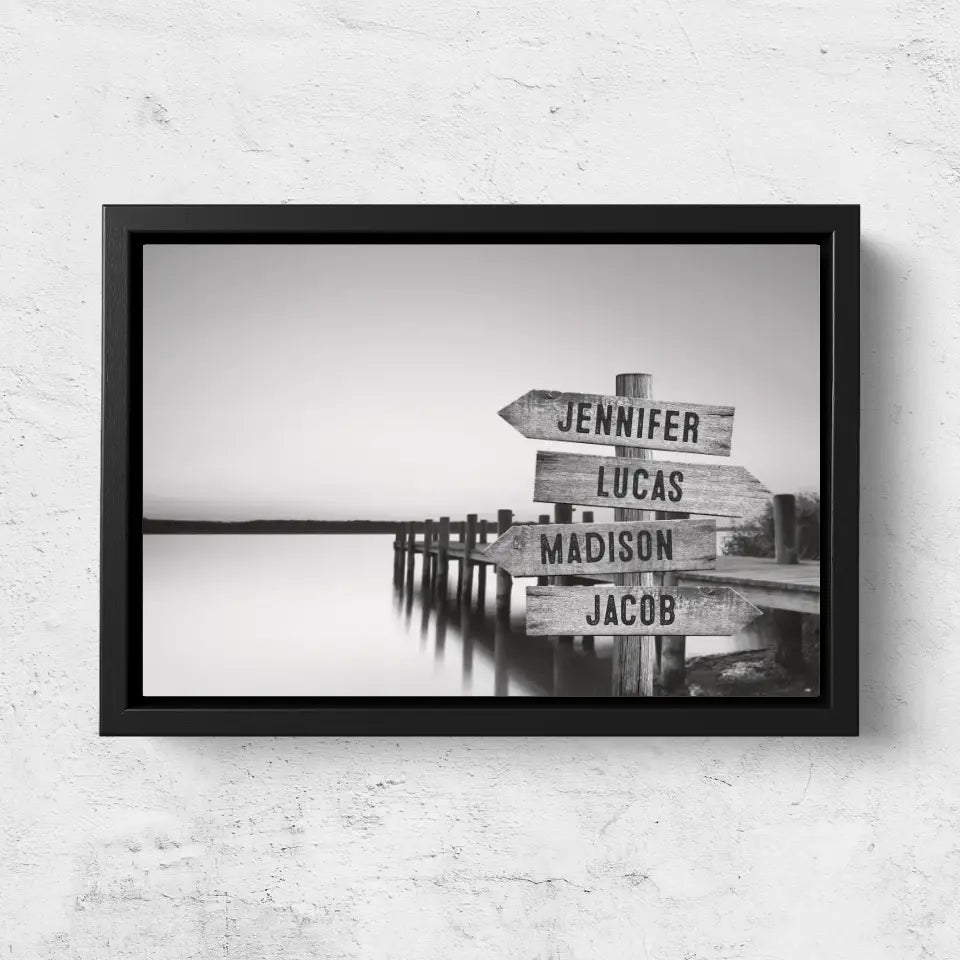 Personalized Canvas "Shared Signpost at the Lake“