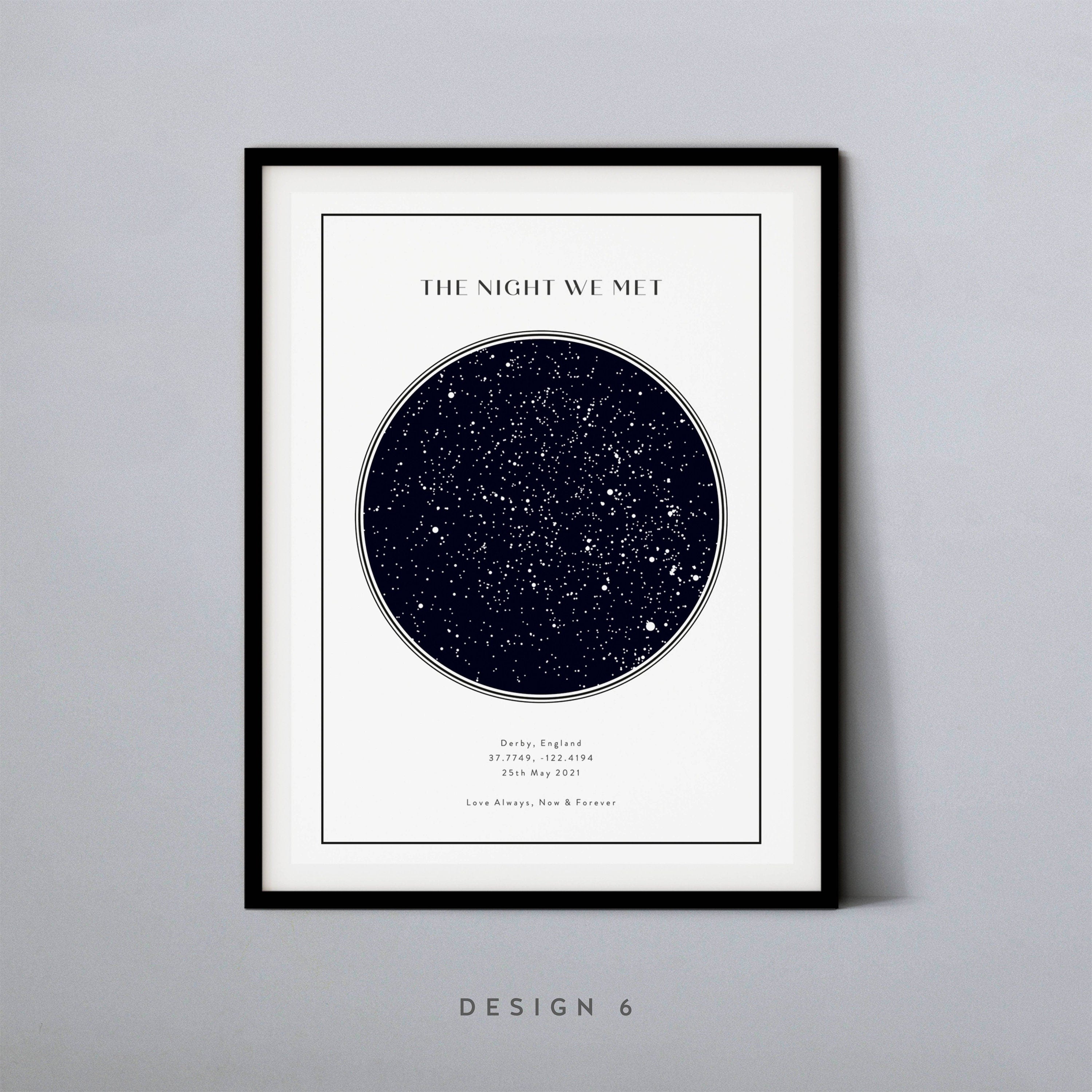 Custom star chart printing-Anniversary gift for the night we met