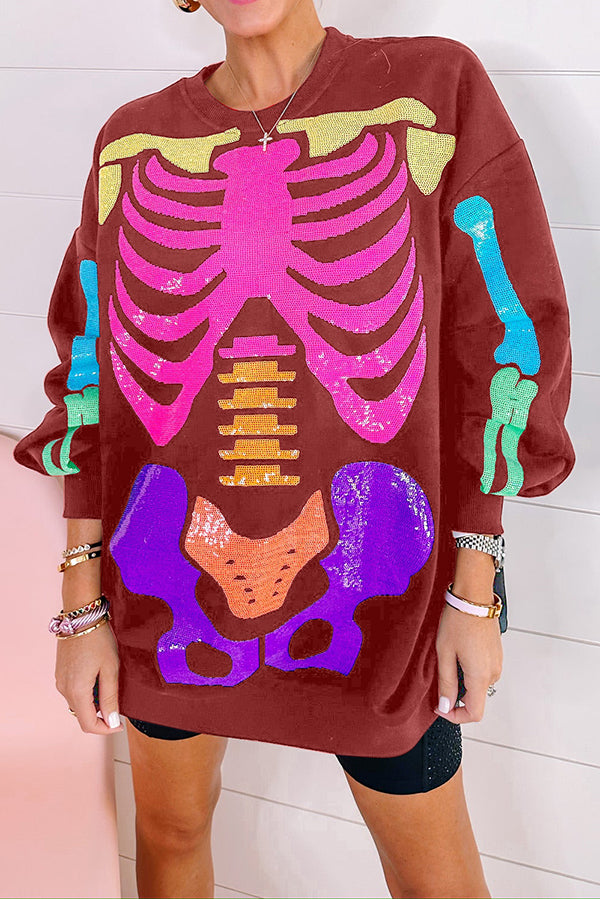 Rainbow Skeleton Sweatshirt Dress