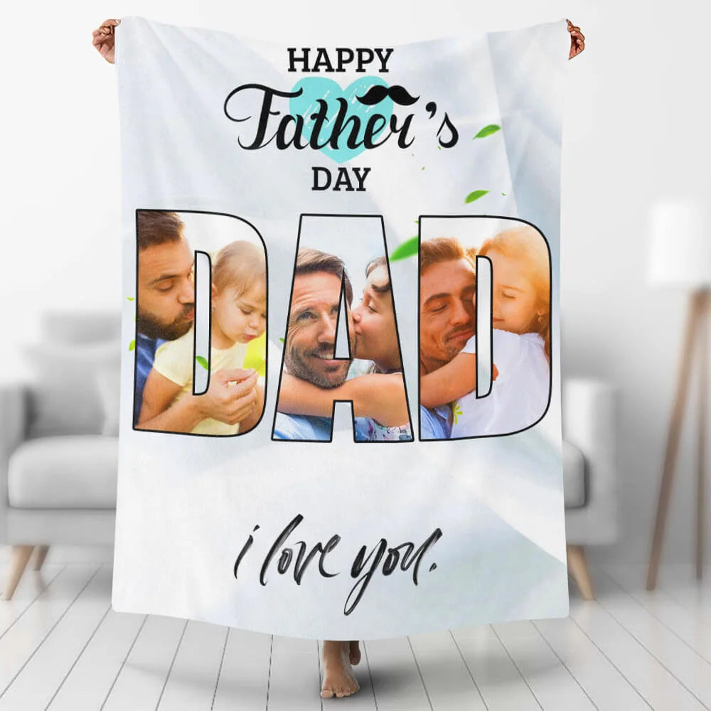 💖For Dad Blanket👨Custom Photo Blanket Personalized Gift For Dad