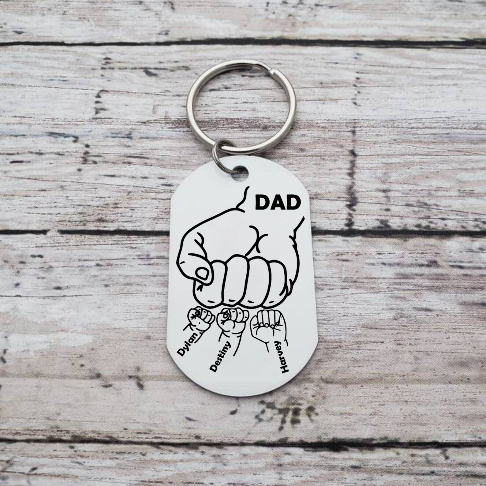 Dad Fist Bump Personalized Keychain Father's Day Gifts