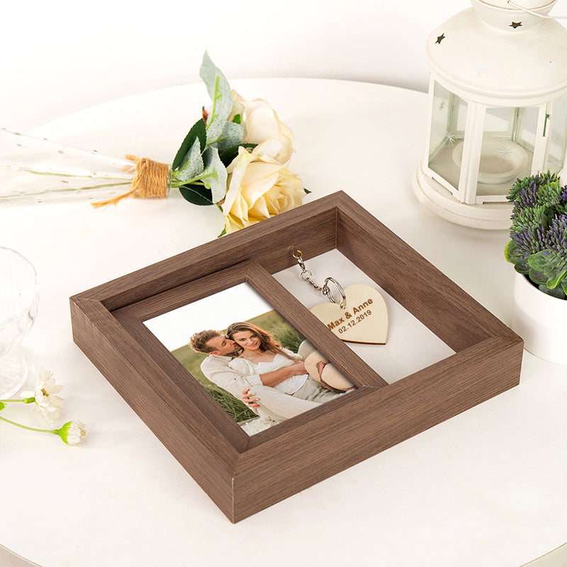 Personalized Photo Rotatable Wooden Frame Custom Text Gift For Couple/Family