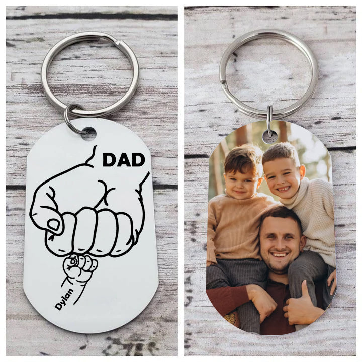 Dad Fist Bump Personalized Keychain Father's Day Gifts