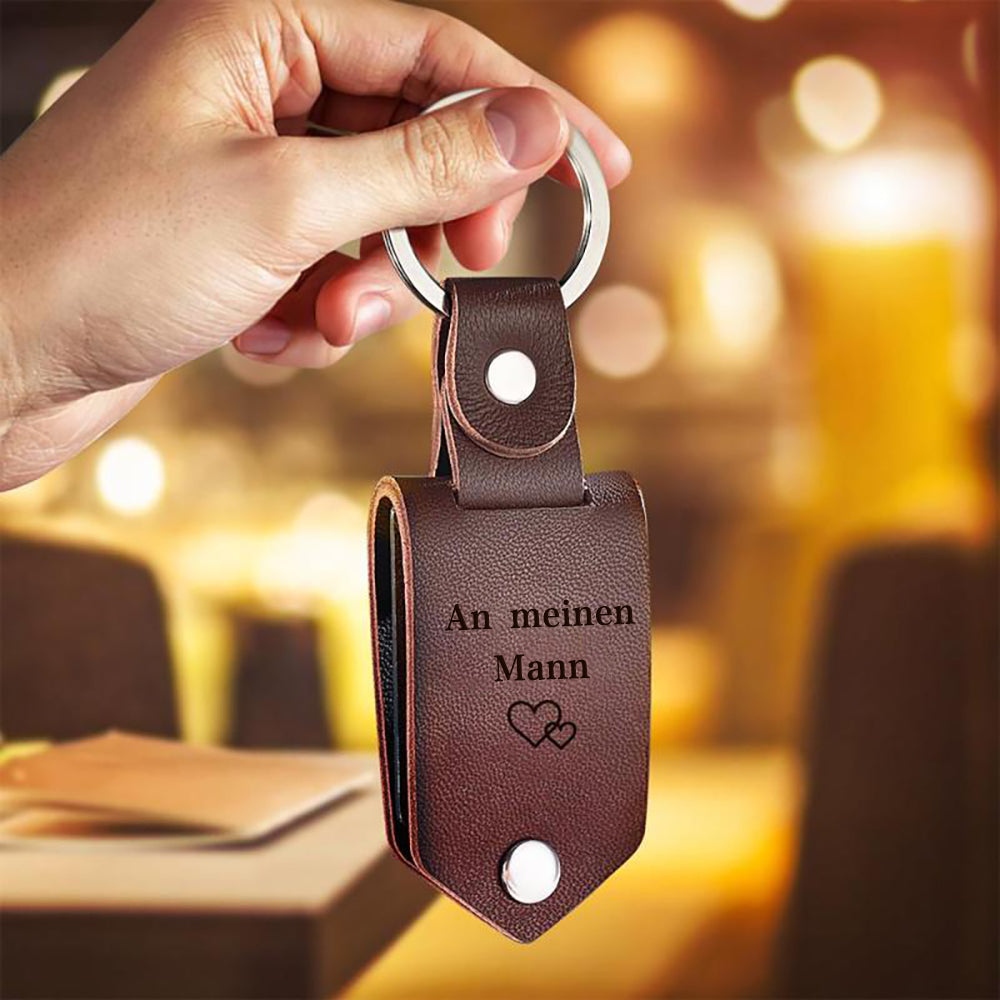 Personalized Photo & Text Leather Keychain-Fahr Vorsichtig, ich brauche dich hier bei mir