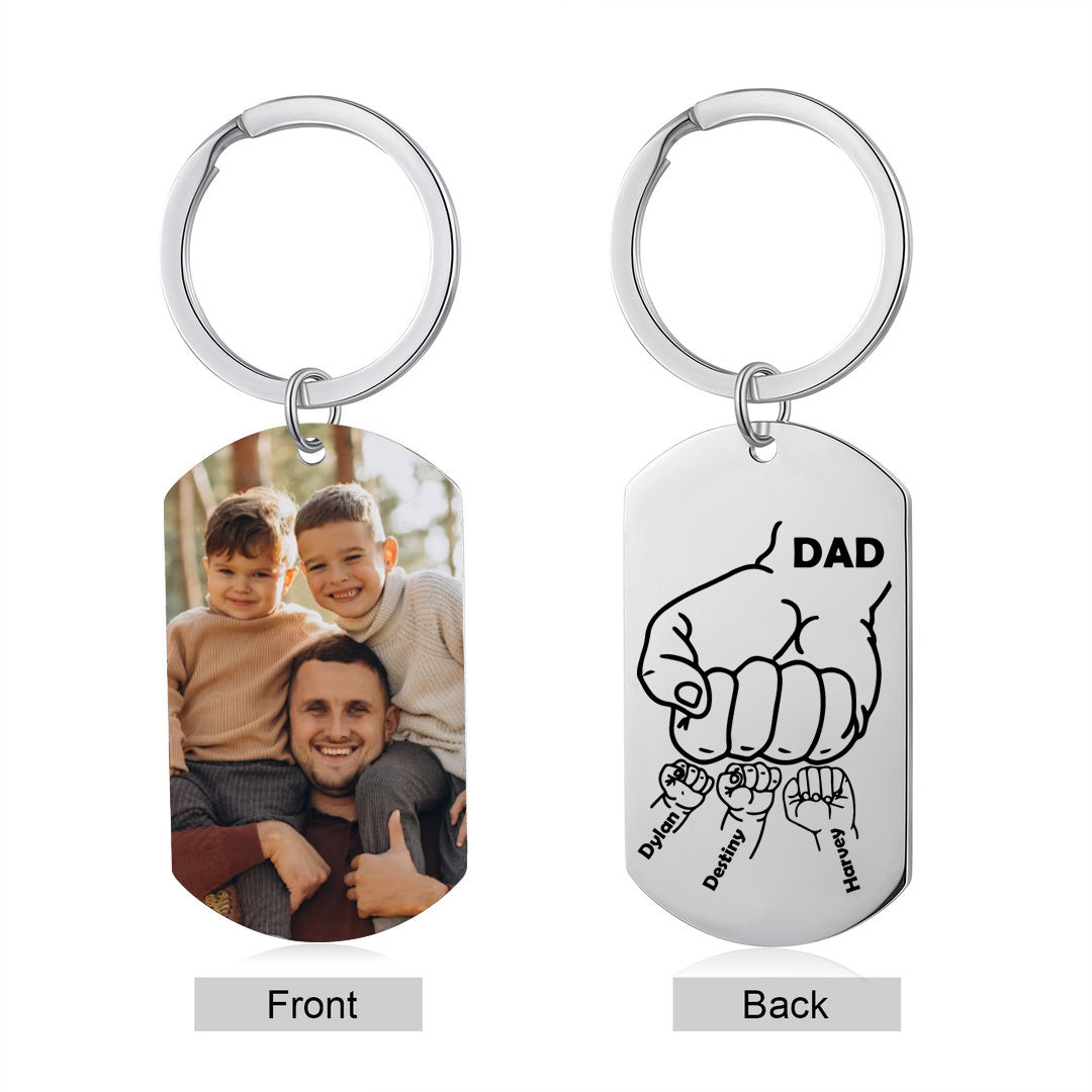 Dad Fist Bump Personalized Keychain Father's Day Gifts