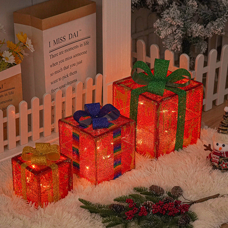 Glowing Christmas gift box with bow outdoor(Free Shipping!)