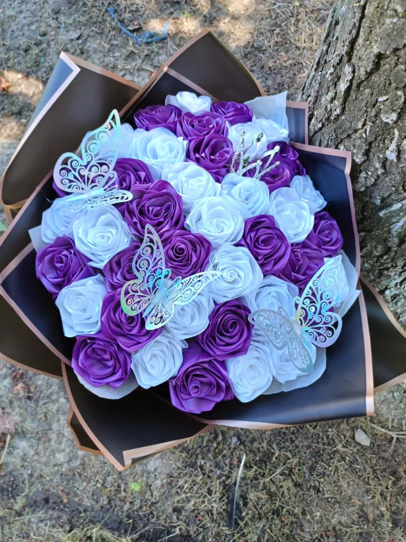 🌹Eternal Satin Ribbon Rose Bouquet 🌹- Best Gift to Lover