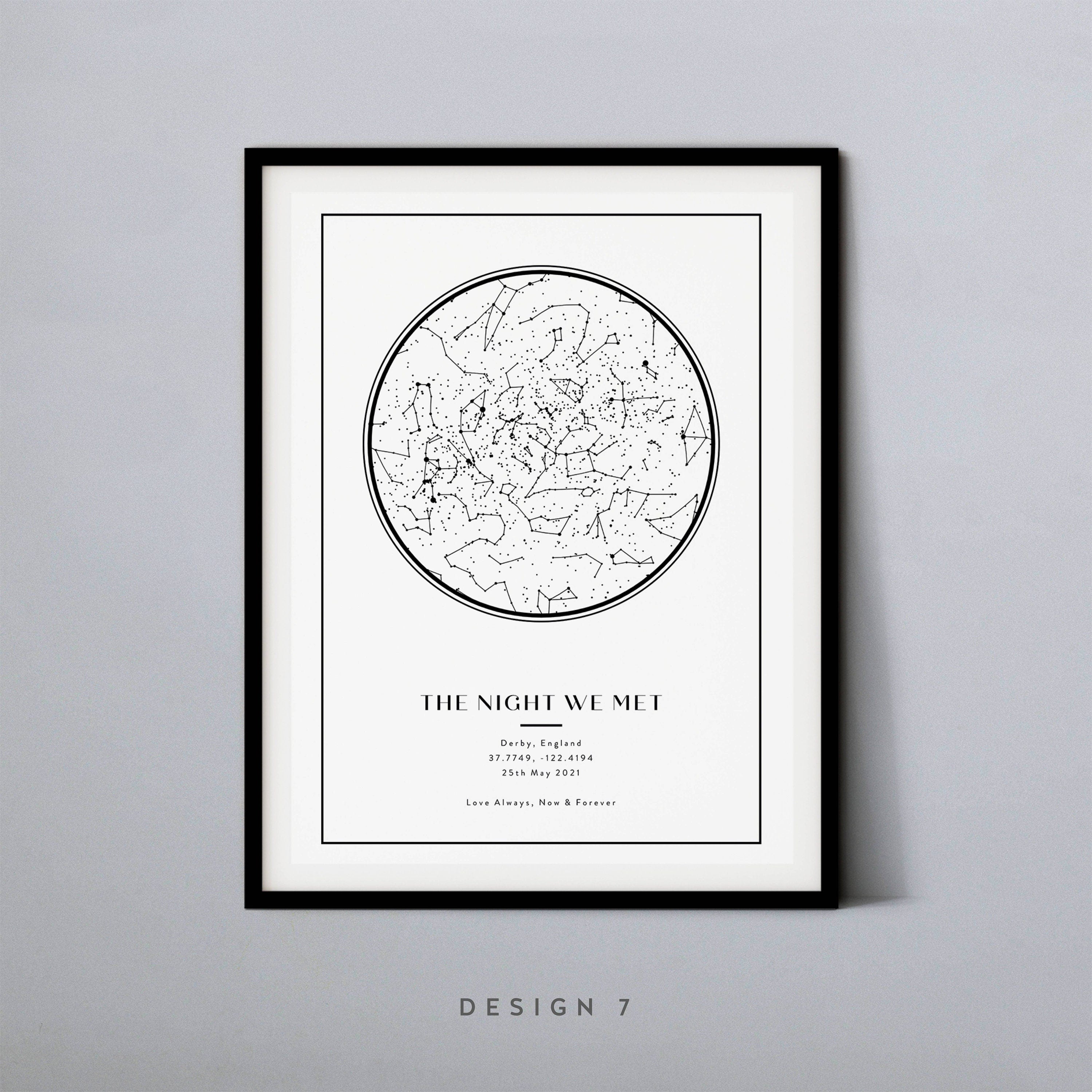 Custom star chart printing-Anniversary gift for the night we met