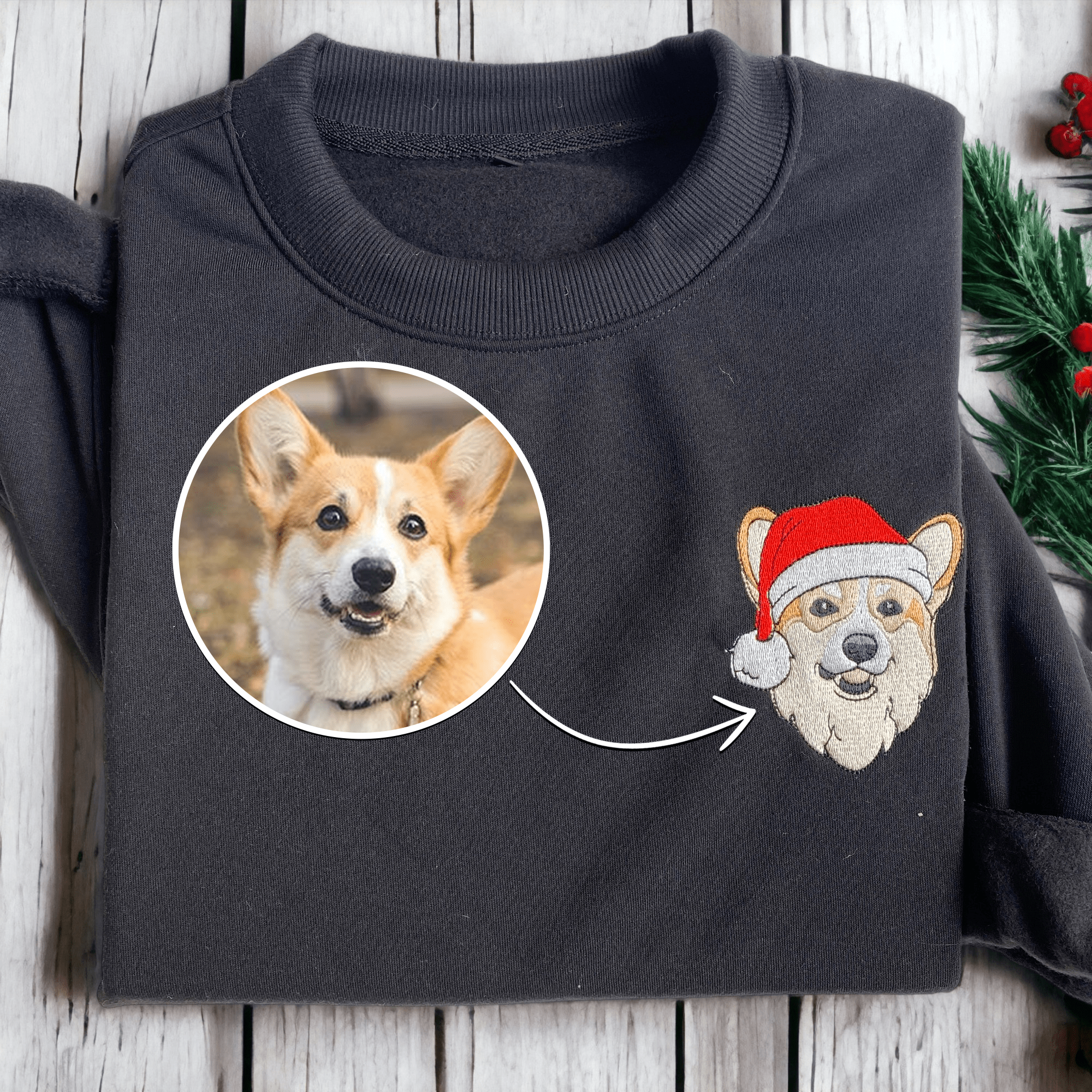 Dog Christmas Embroidered Sweatshirt,Christmas Gifts for Dog Lovers,Merry Dogmas