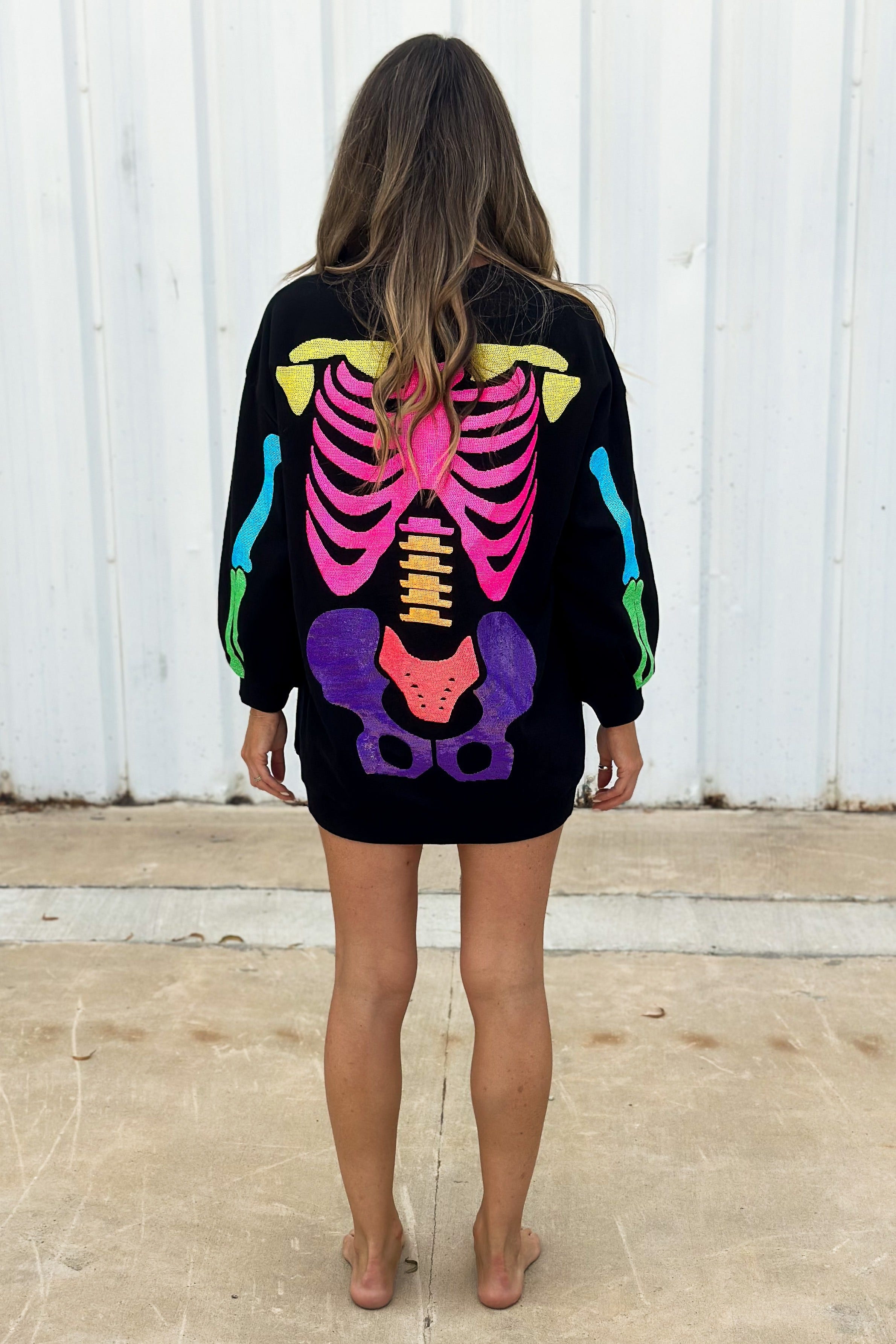 Rainbow Skeleton Sweatshirt Dress