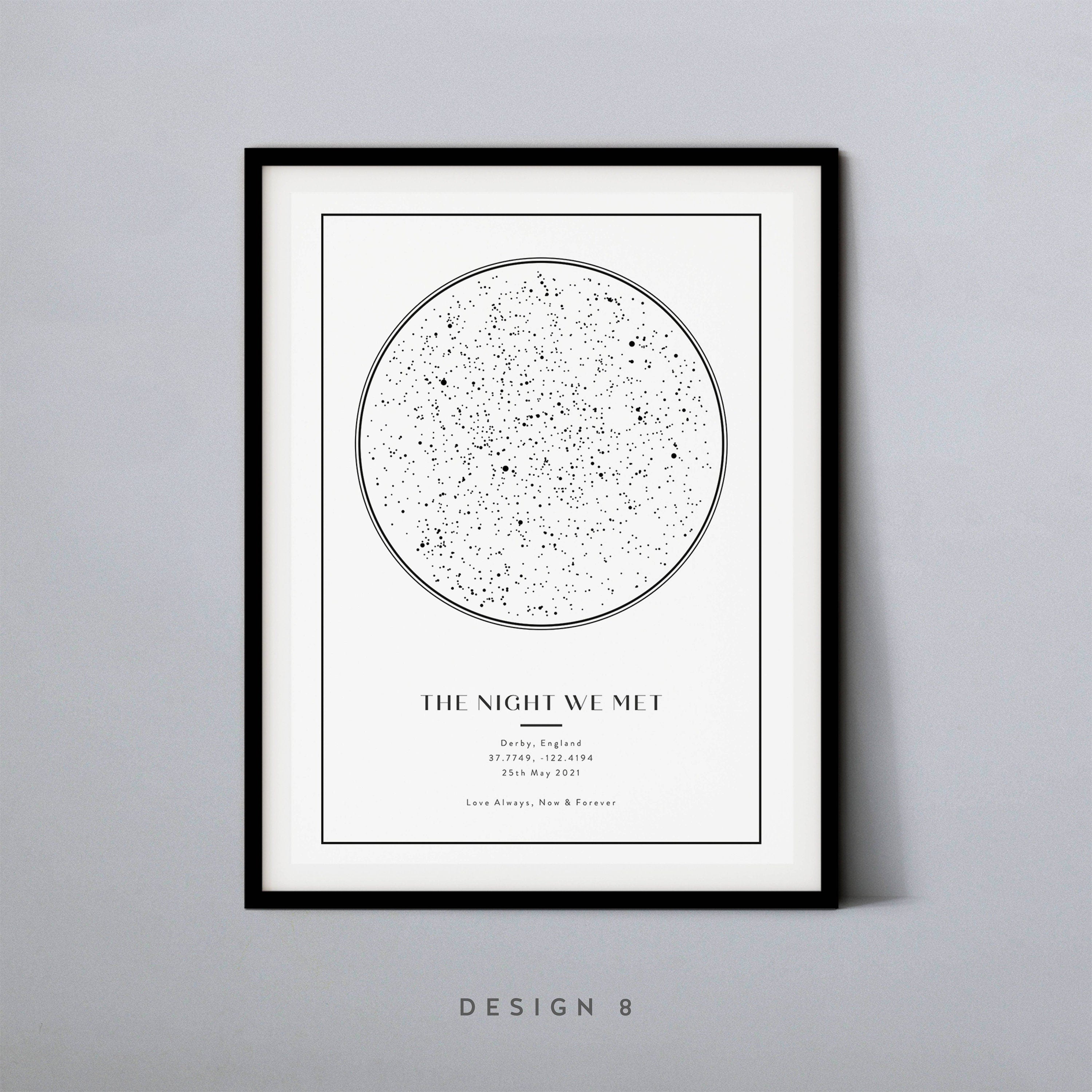 Custom star chart printing-Anniversary gift for the night we met