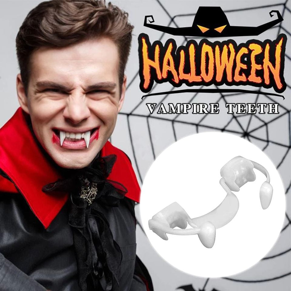 Halloween Scary Party Cosplay Vampire Fangs Retractable Teeth Dress Costume