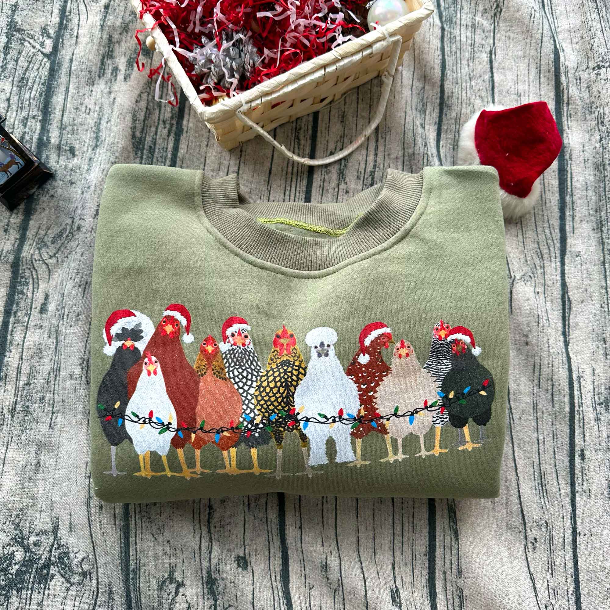 Cute Chicken Farm Animals Holiday Christmas Sweatshirt