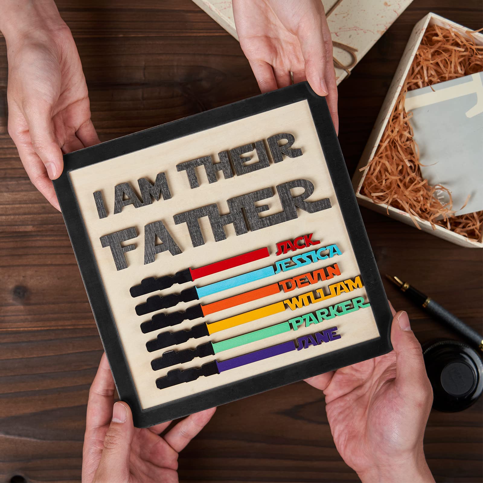 Personalized Name and Color Saber Wooden Plaque I Am Their Father