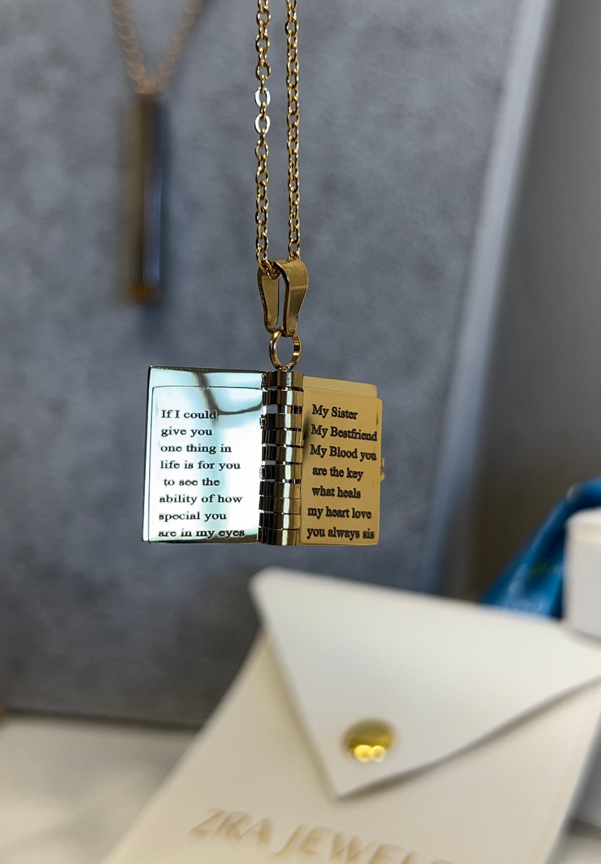 Any Message Inside - Book Necklace And Keychain