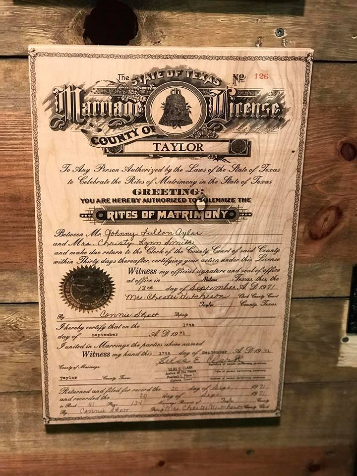 Marriage Certificates on wood