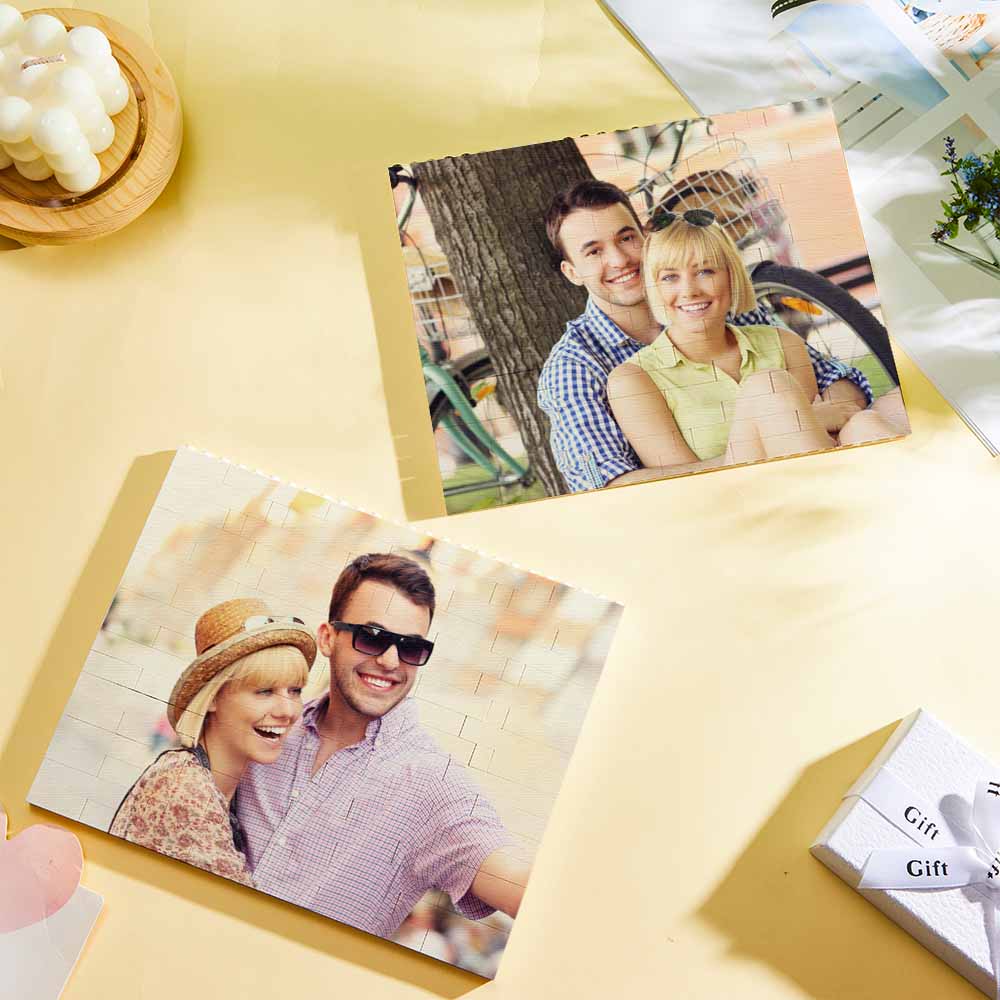 Personalized Building Block Puzzle Photo Brick Double Sided Photo Frame