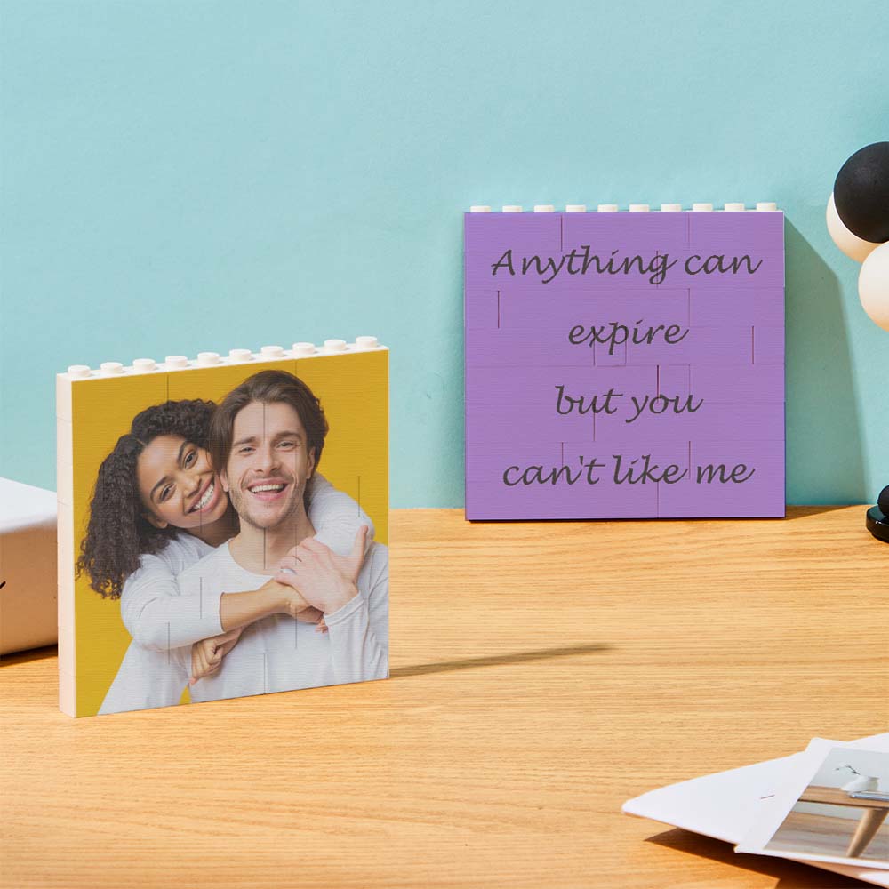 Personalized Building Block Puzzle Square Brick Photo & Text Frame