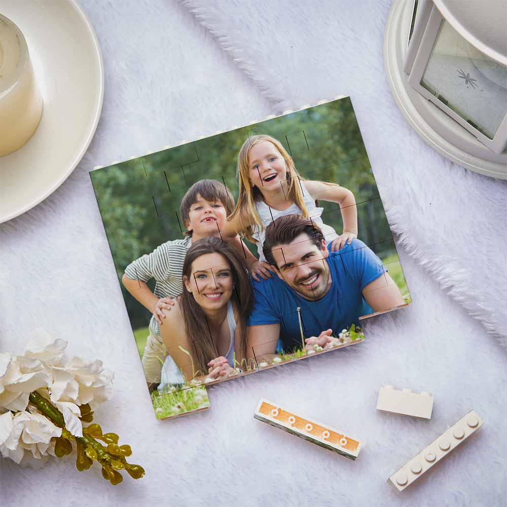 Personalized Building Block Puzzle Square Brick Photo & Text Frame