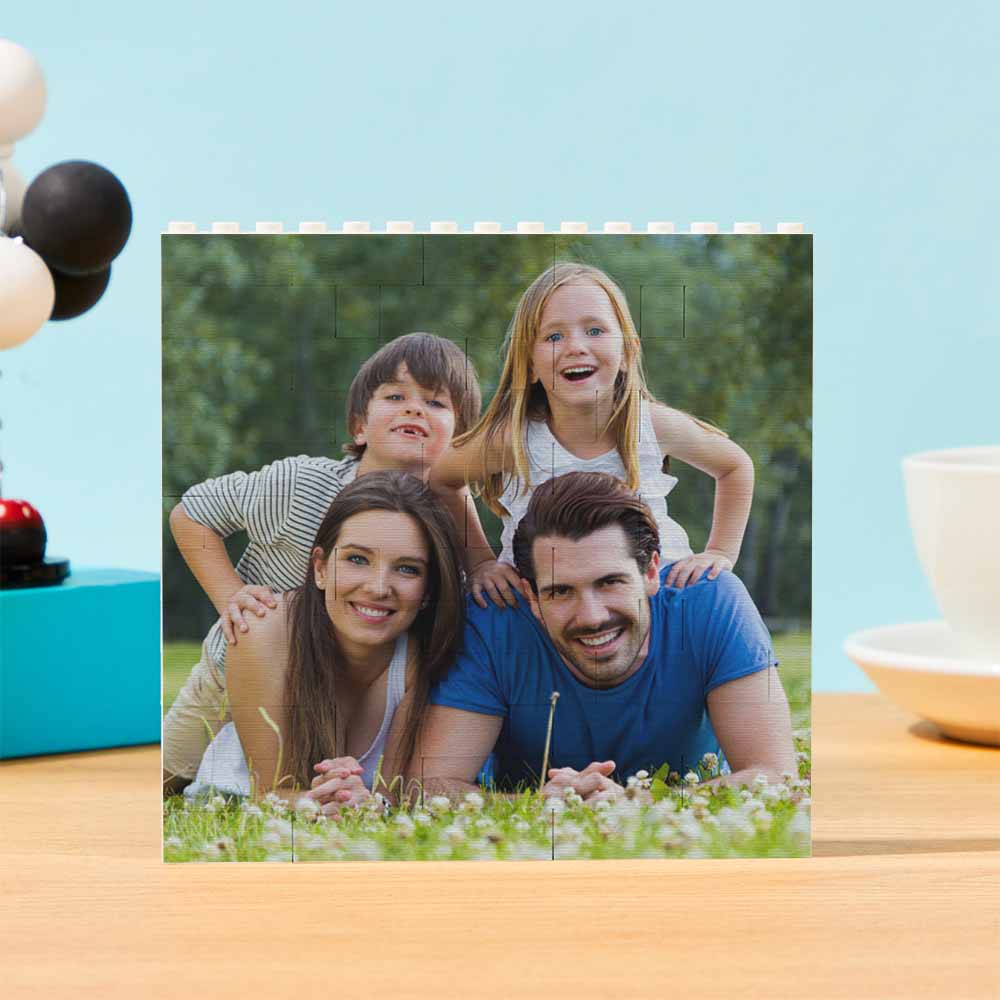 Personalized Building Block Puzzle Square Brick Photo & Text Frame