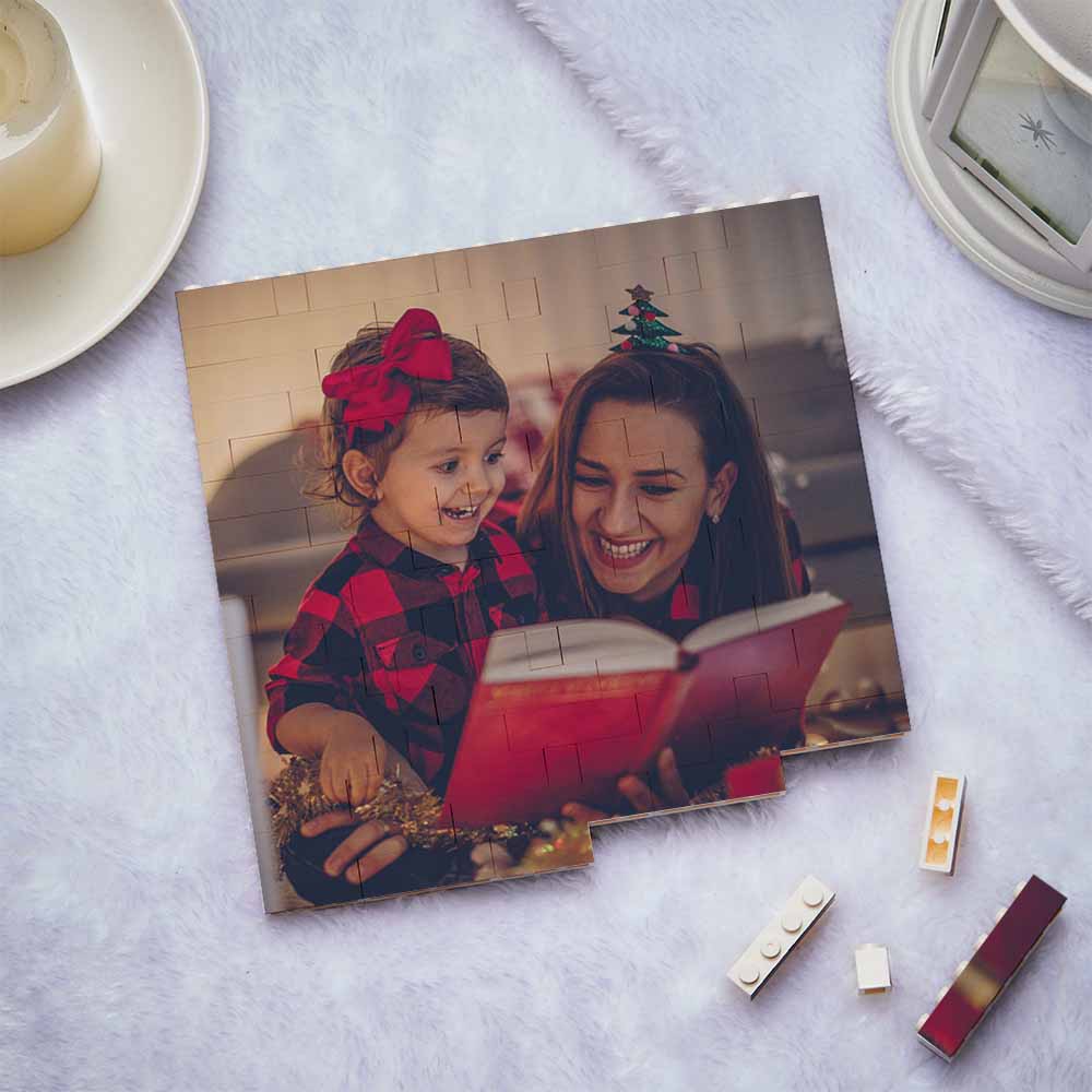 Personalized Building Block Puzzle Square Brick Photo & Text Frame