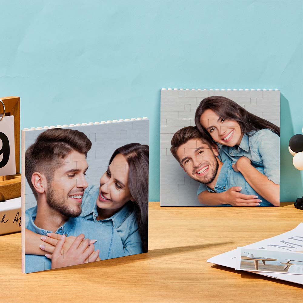 Personalized Building Block Puzzle Square Brick Photo & Text Frame