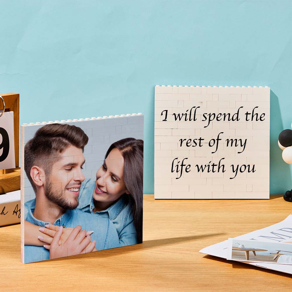 Personalized Building Block Puzzle Square Brick Photo & Text Frame