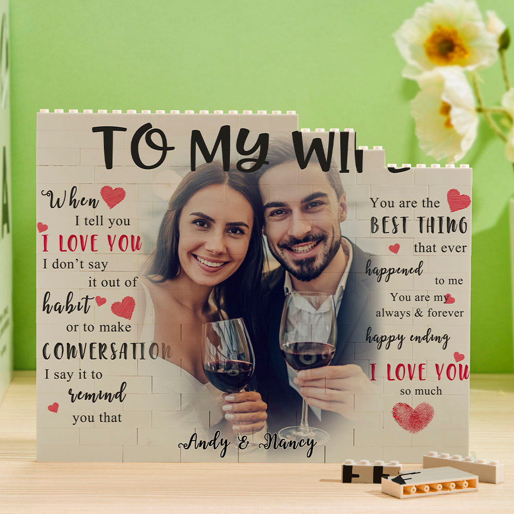 Custom Building Block Puzzle Personalized Photo and Name Brick To My Wife