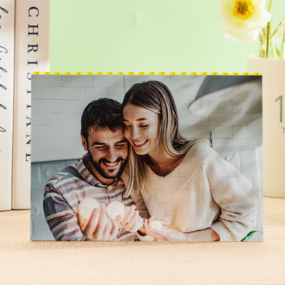 Custom Yellow Building Block Puzzle Horizontal Photo Bricks Gifts for Lover