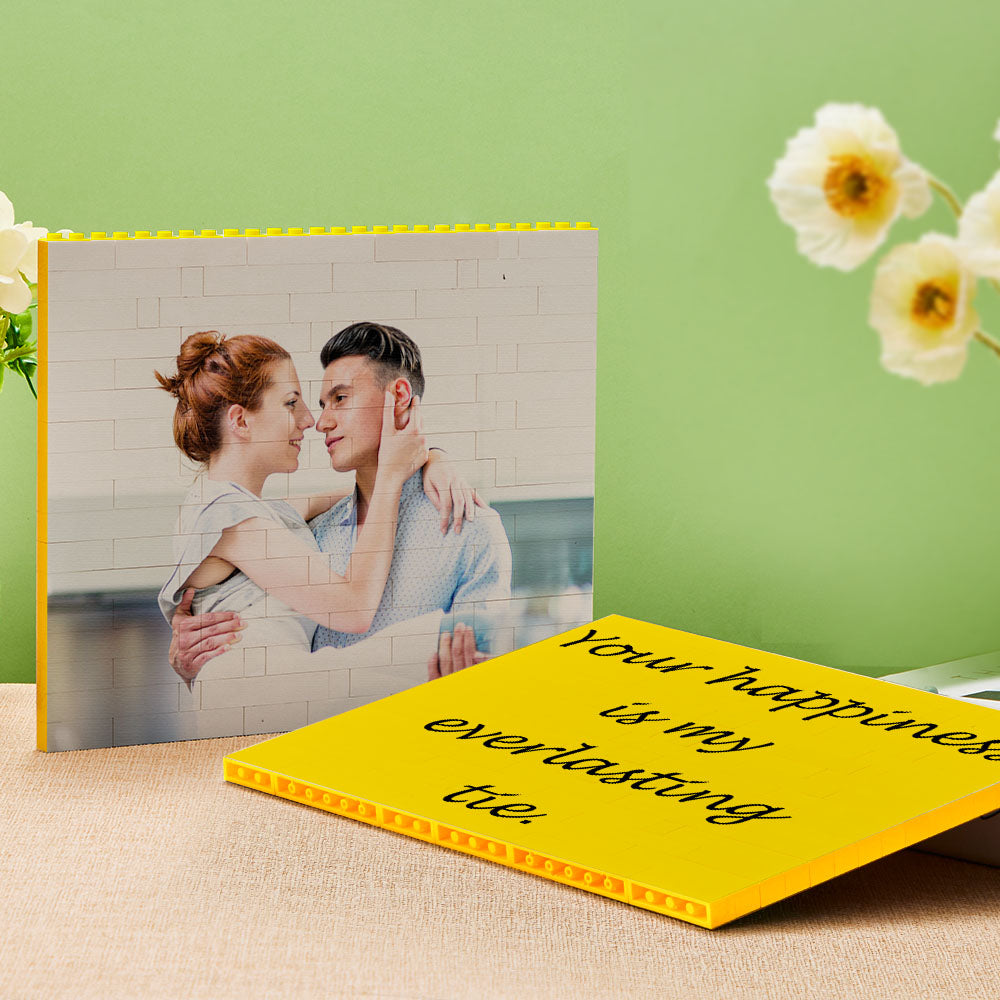 Custom Yellow Building Block Puzzle Horizontal Photo Bricks Gifts for Lover