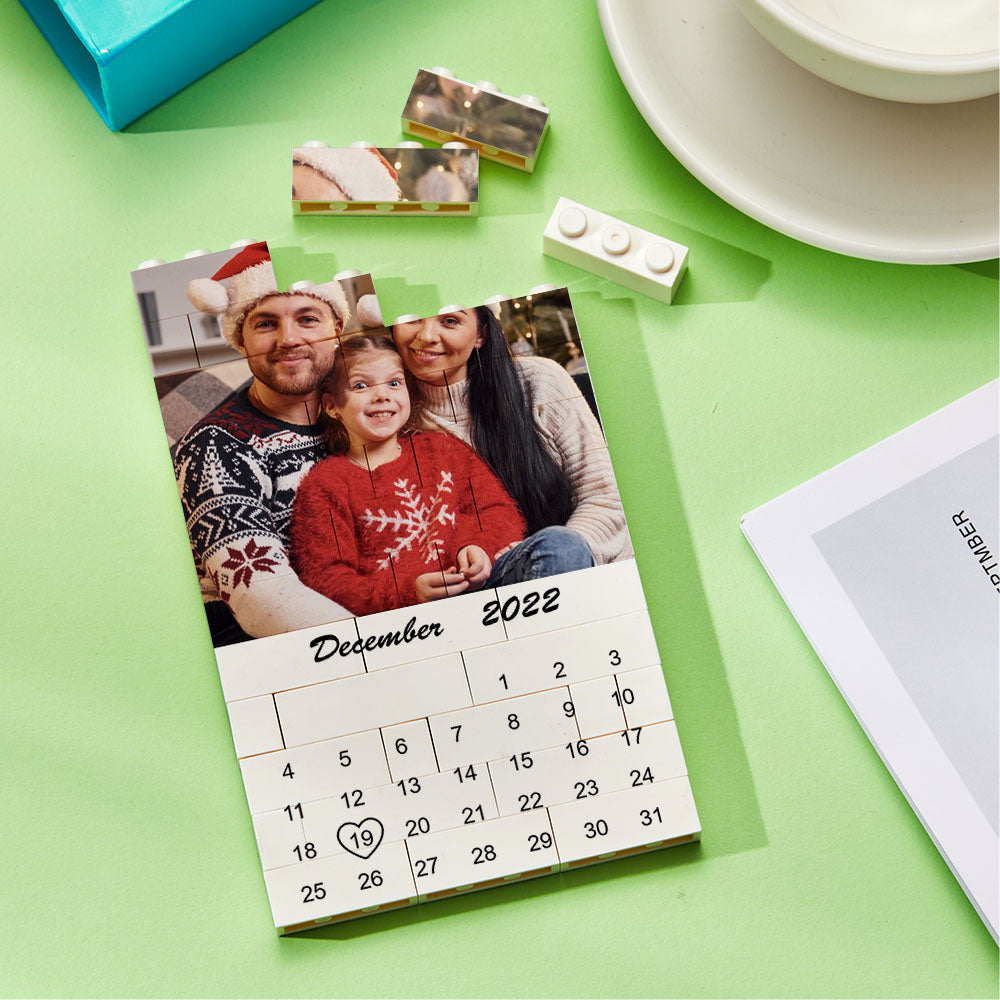 Custom Photo Building Block Puzzle Calendar Important Date Gifts for Him