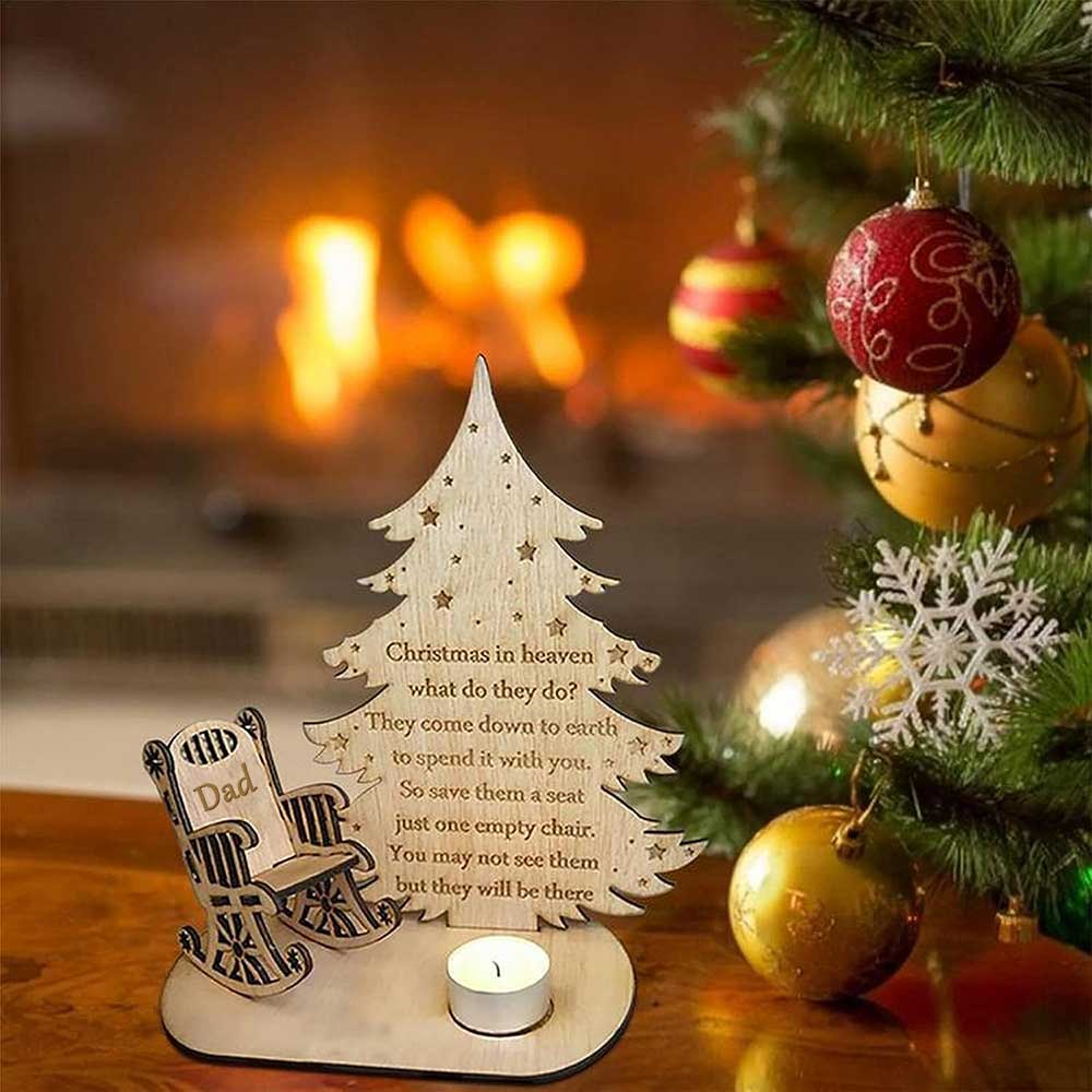 Christmas In Heaven With Chair - Personalized Custom Candle Holder