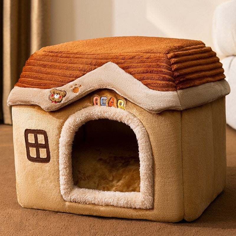 🐶Foldable dog house for dogs and cats, includes a relaxing and soft mat.