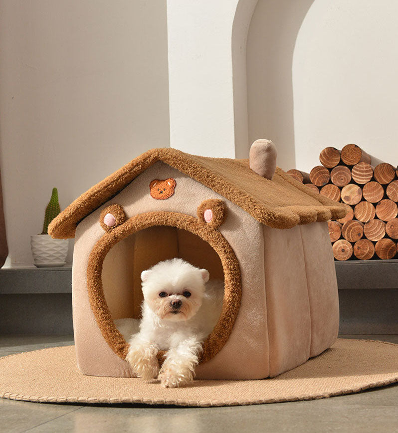 🐶Foldable dog house for dogs and cats, includes a relaxing and soft mat.