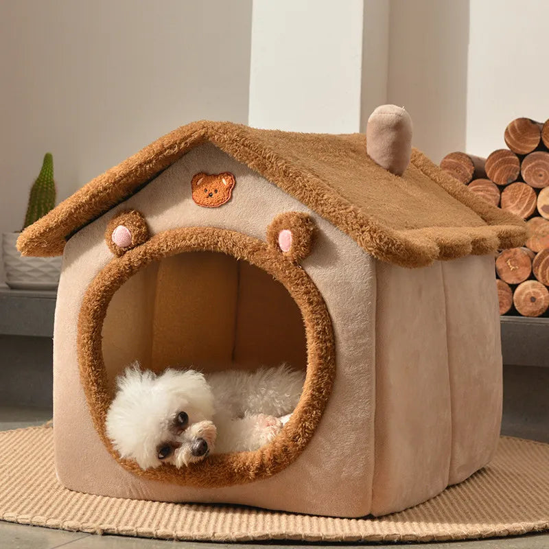 🐶Foldable dog house for dogs and cats, includes a relaxing and soft mat.