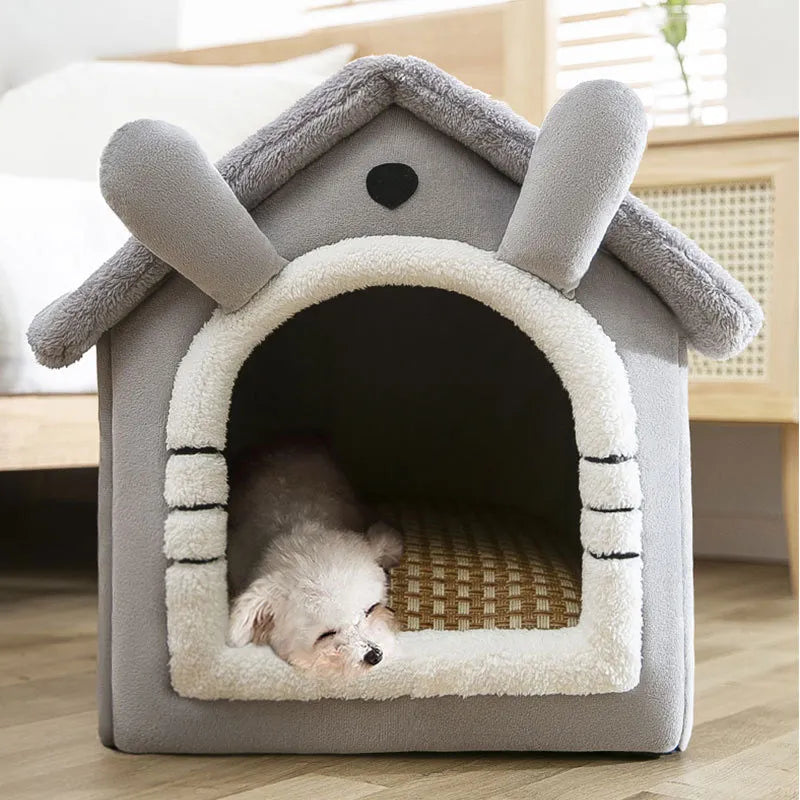 🐶Foldable dog house for dogs and cats, includes a relaxing and soft mat.