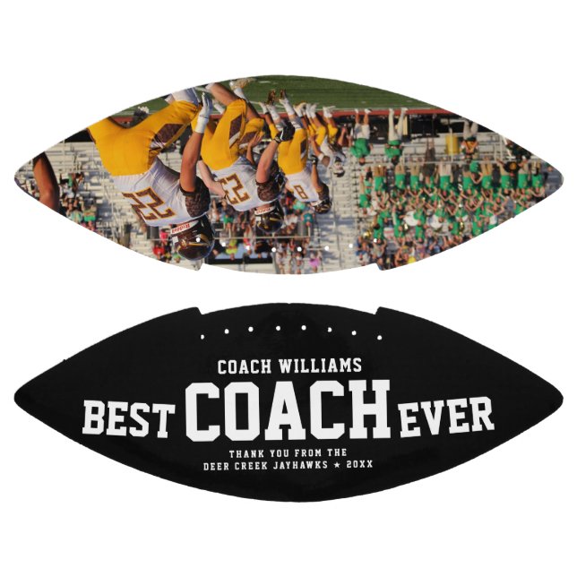 Custom BEST COACH EVER Modern Cool Thank You Photo Football