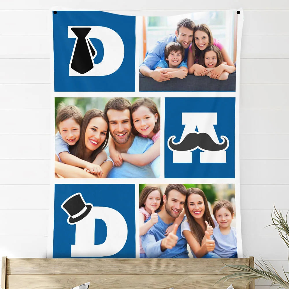 💖For Dad Blanket👨Custom Blankets Personalized Photo Gift Blanket