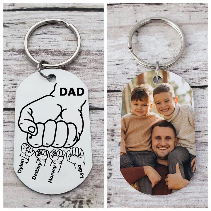 Dad Fist Bump Personalized Keychain Father's Day Gifts