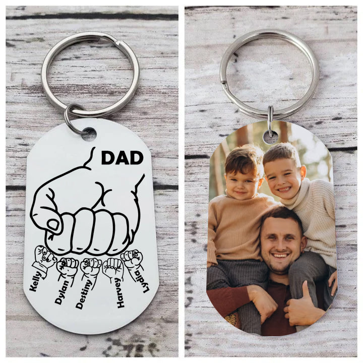 Dad Fist Bump Personalized Keychain Father's Day Gifts