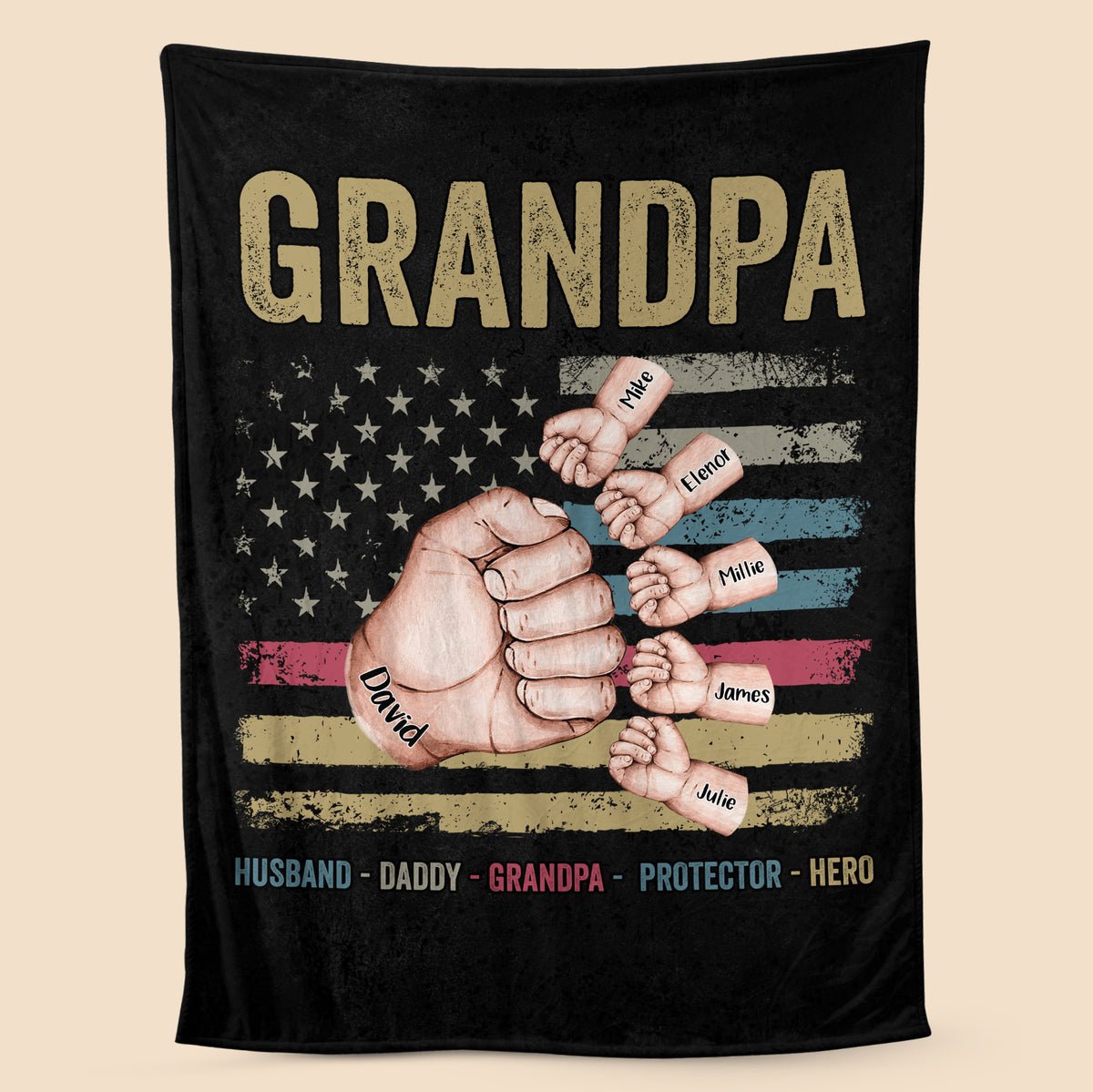 💖For Dad Blanket👨Dad/Grandpa Fist Bump - Personalized Blanket - Best Gift For Dad