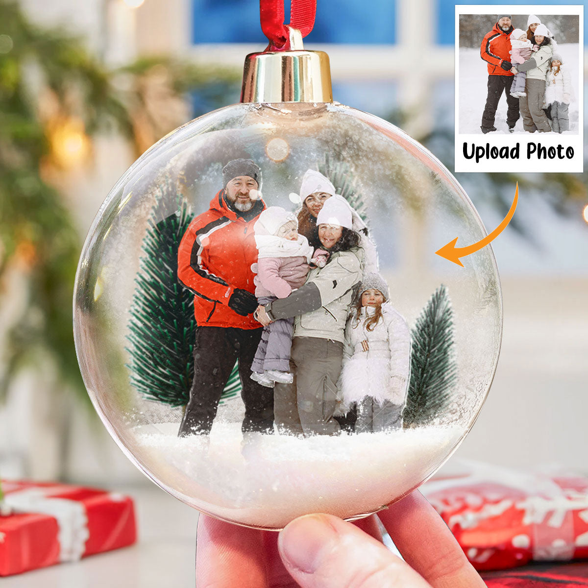 Family Christmas Custom Photo Ornament - Personalized Photo Christmas Ball Ornament