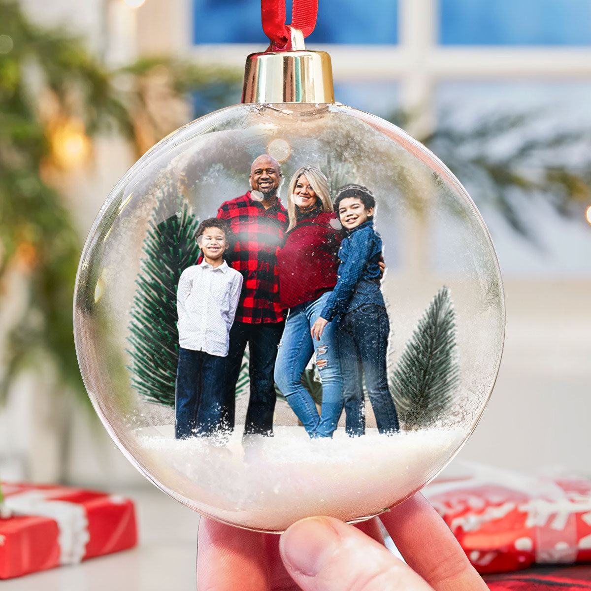 Family Christmas Custom Photo Ornament - Personalized Photo Christmas Ball Ornament