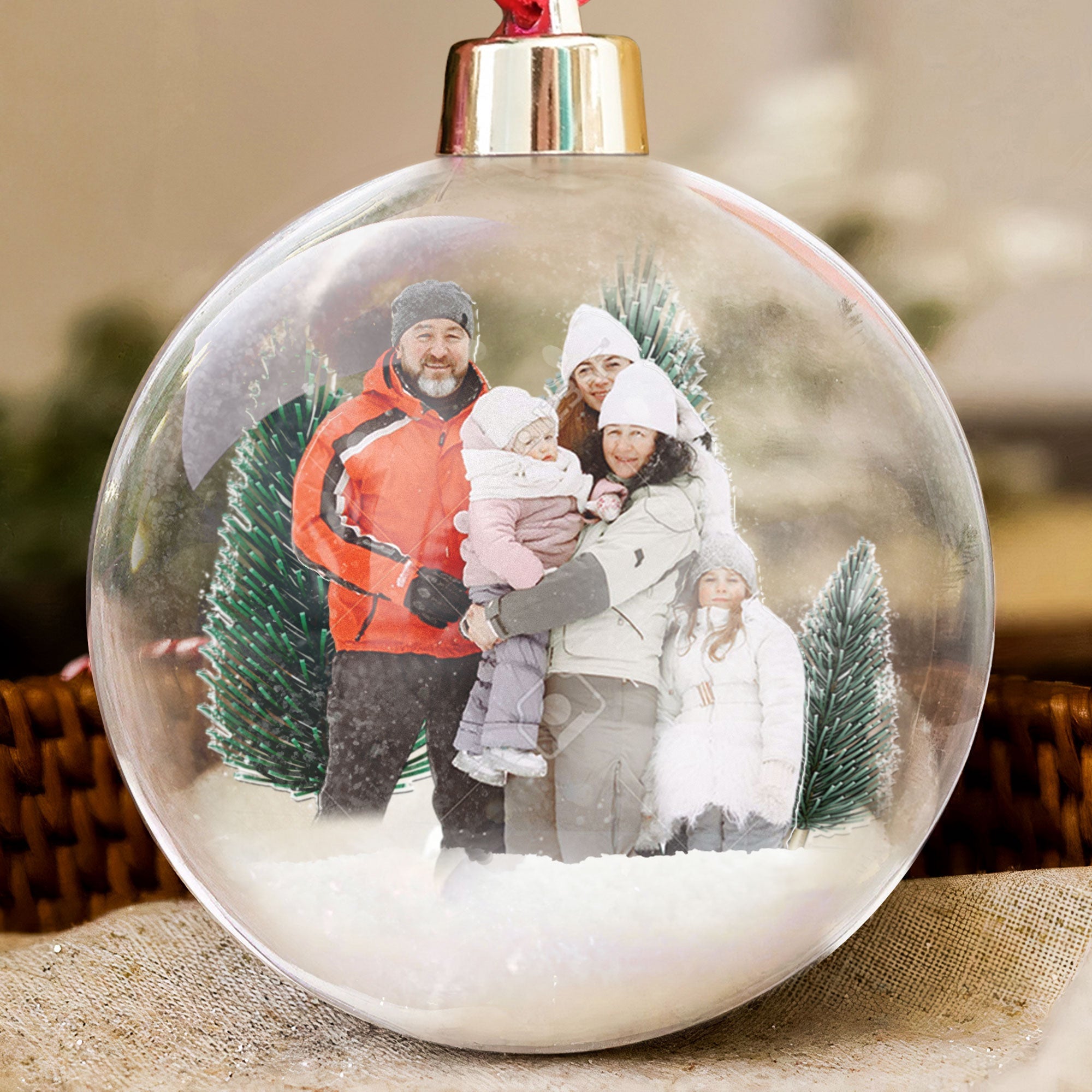 Family Christmas Custom Photo Ornament - Personalized Photo Christmas Ball Ornament