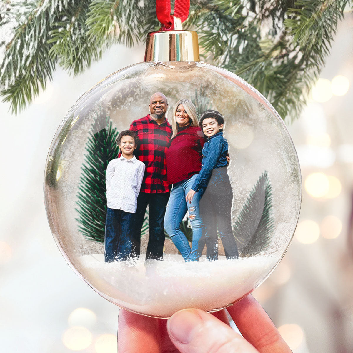 Family Christmas Custom Photo Ornament - Personalized Photo Christmas Ball Ornament