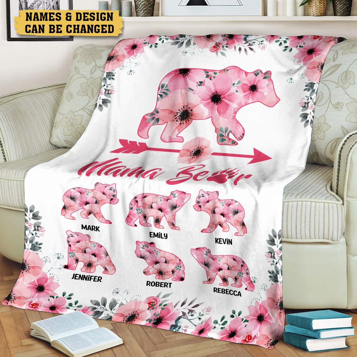 💖For Mom Blanket👩Mama Bear Sunflower - Personalized Blanket - Best Gift For Mother