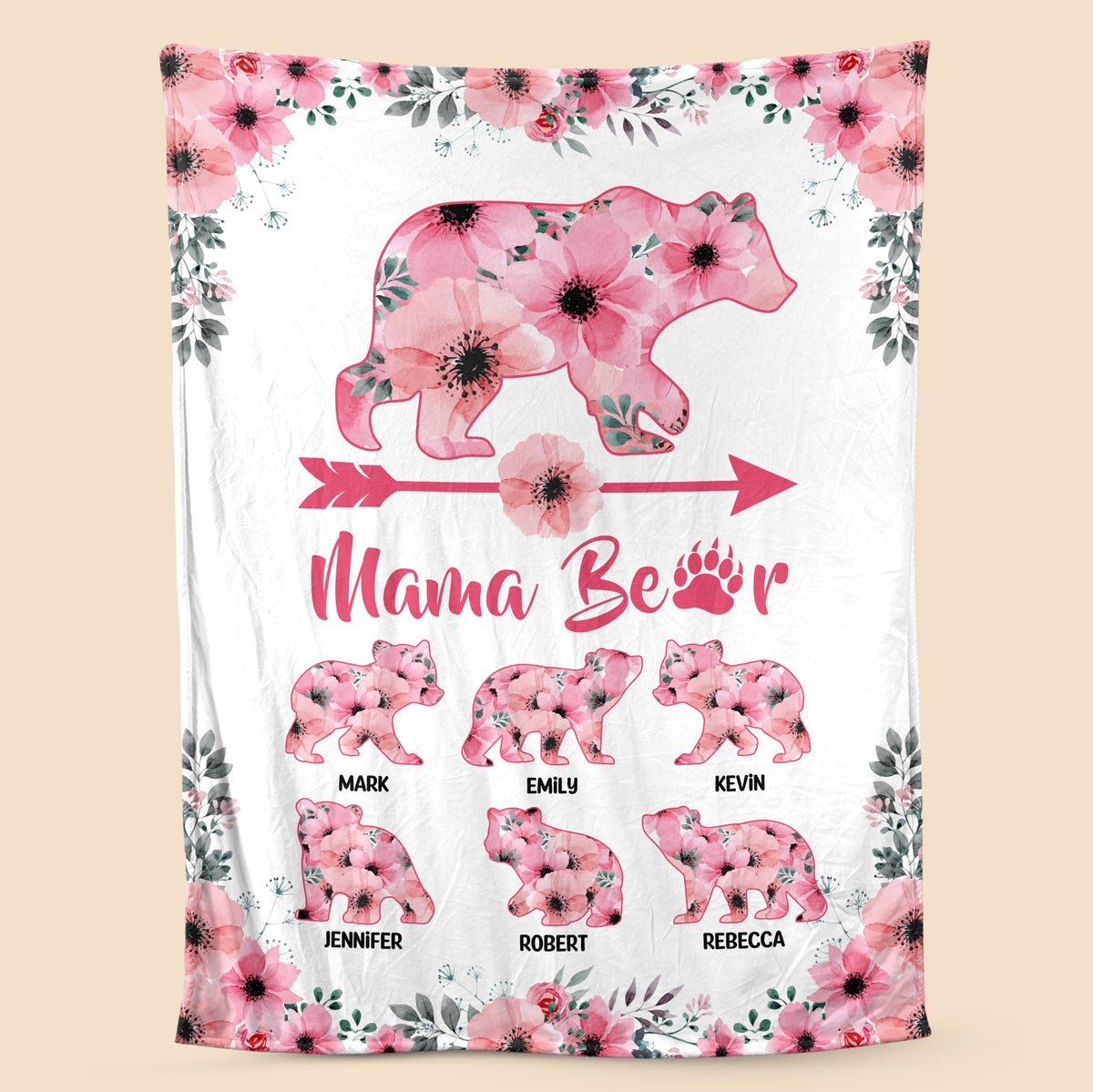 💖For Mom Blanket👩Mama Bear Sunflower - Personalized Blanket - Best Gift For Mother