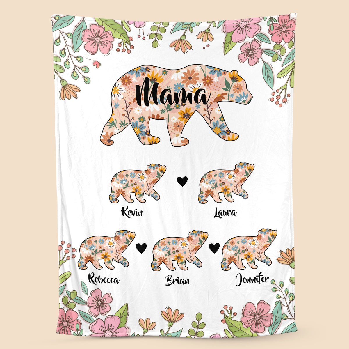 💖For Mom Blanket👩Mama Bear Sunflower - Personalized Blanket - Best Gift For Mother