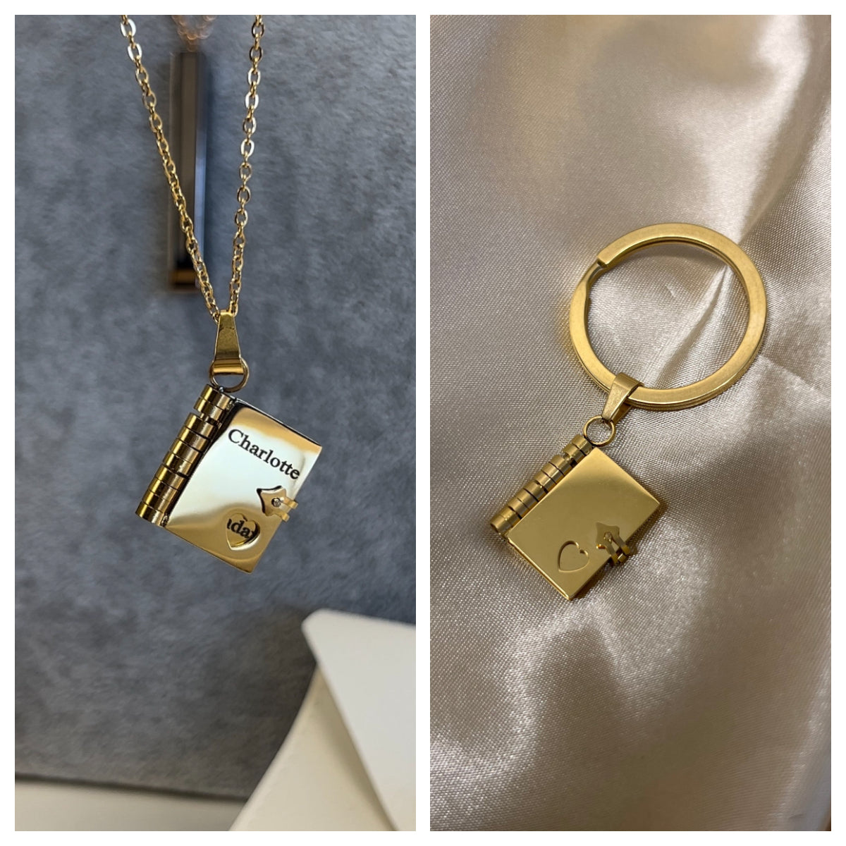 Any Message Inside - Book Necklace And Keychain